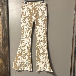 Stylish Brown and White Flare Jeans